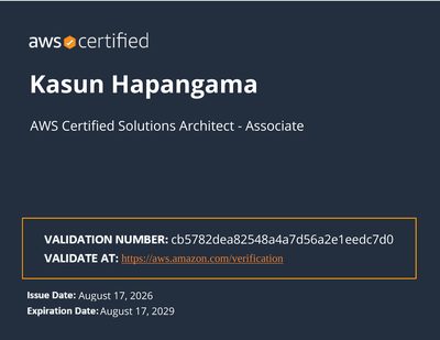 AWS Certified Solutions Architect - Associate certificate